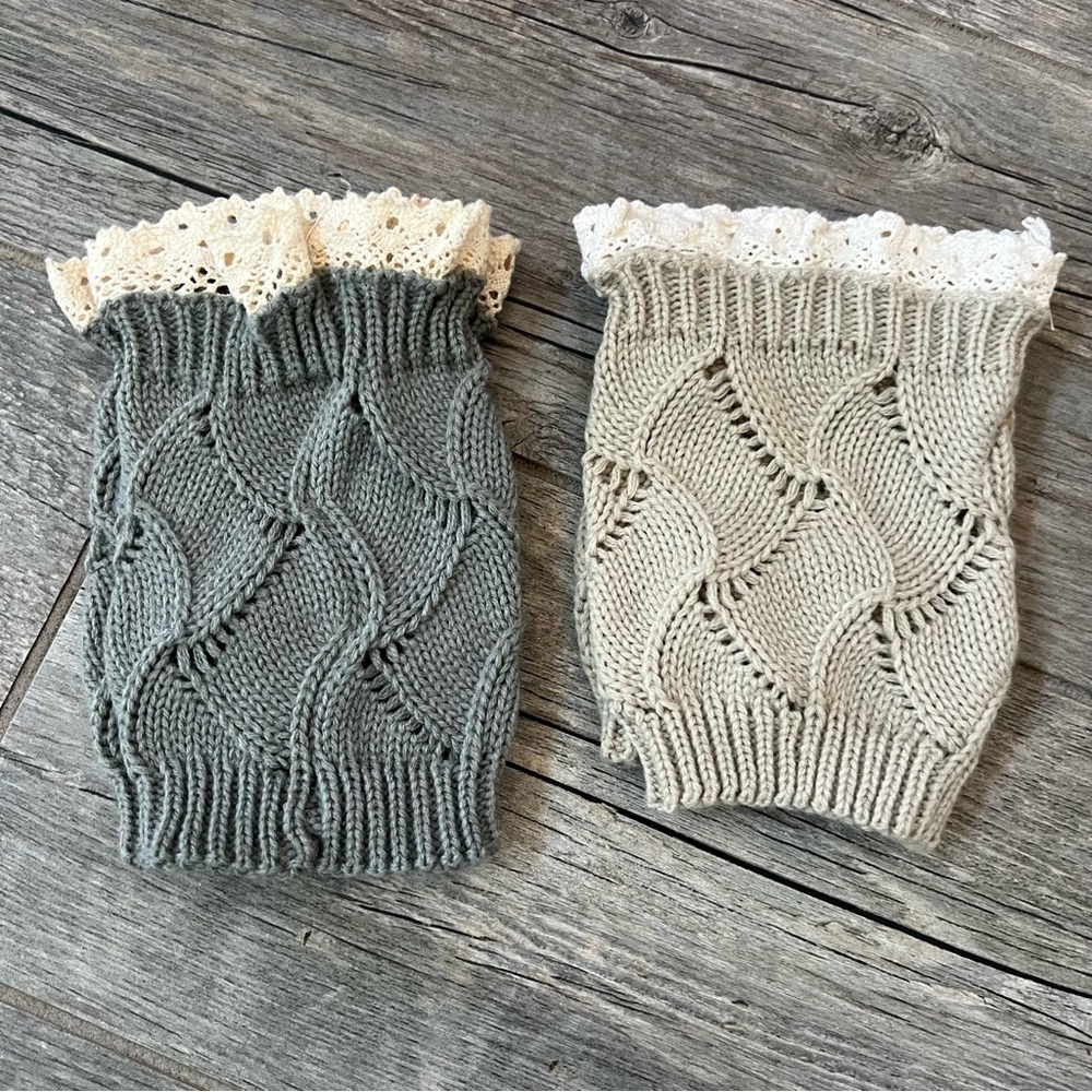 Set of 2 Lace Trim Boot Cuffs